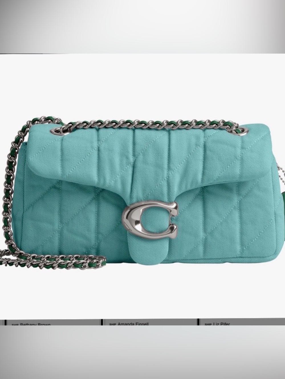 NWT Coach Quilted Denim Tabby Shoulder Bag 26 Ivy Blue Green New In factory wrap